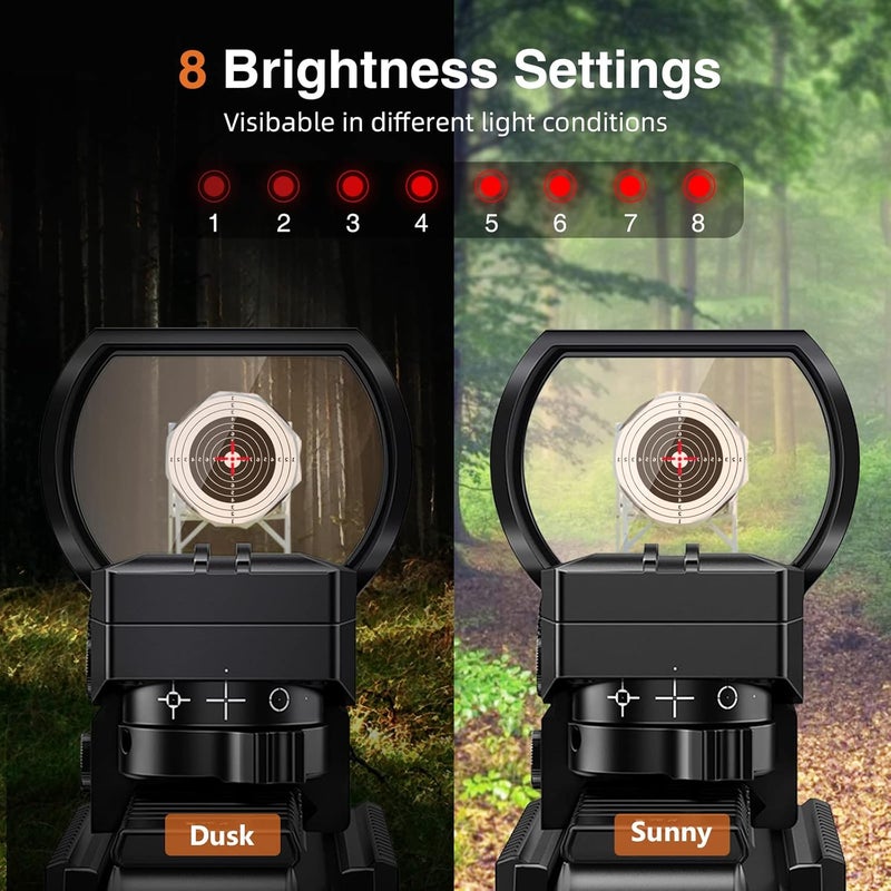 CVLIFE Reflex Sight, 1x28x40mm Red Dot Sight, 4 Adjustable Reticles Sight for 20mm Picatinny Rail, Red Dot Optics, Absolute Co-Witness - Image 4